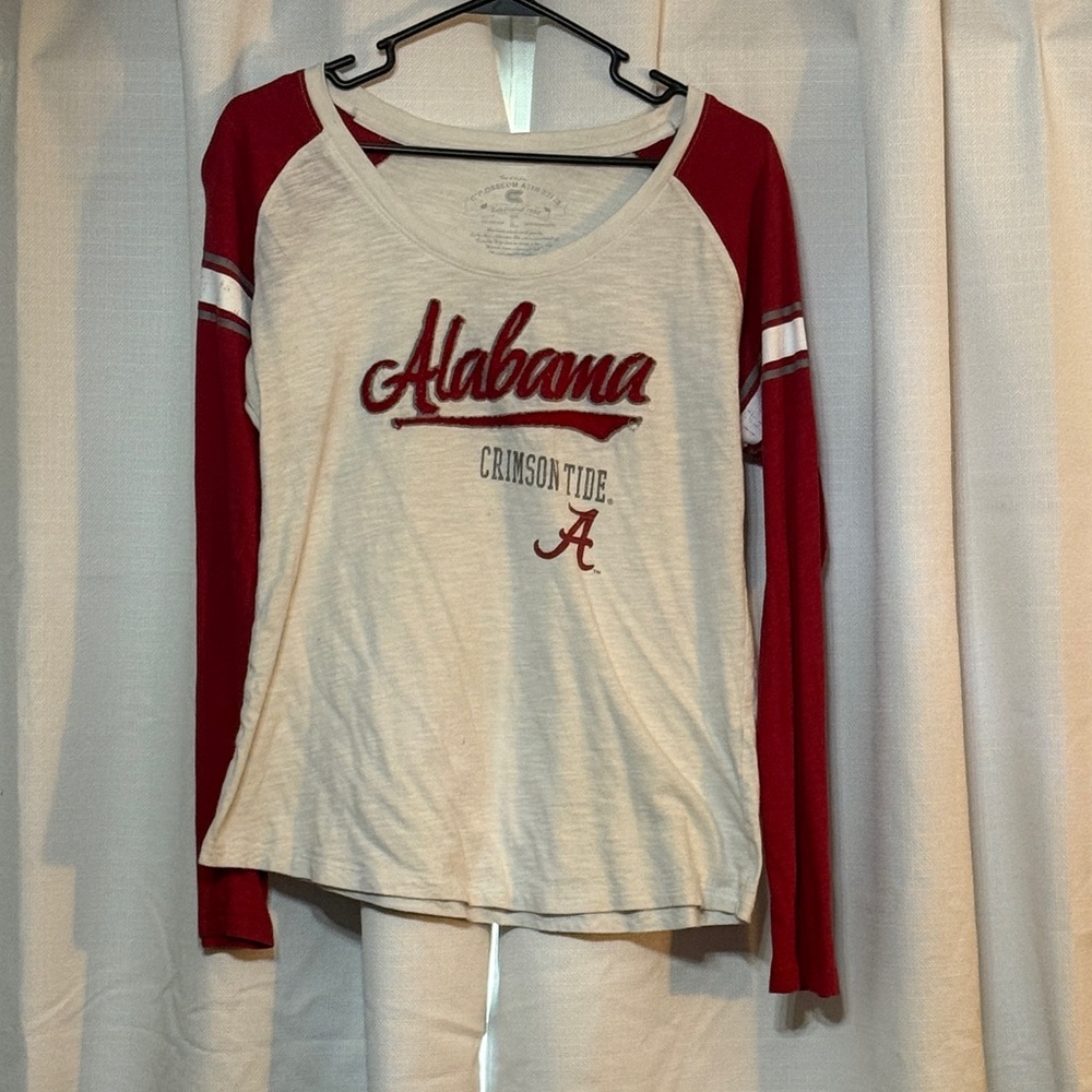 Alabama Crimson Tide Women's Long Sleeve Raglan Tee - Cream and Crimson